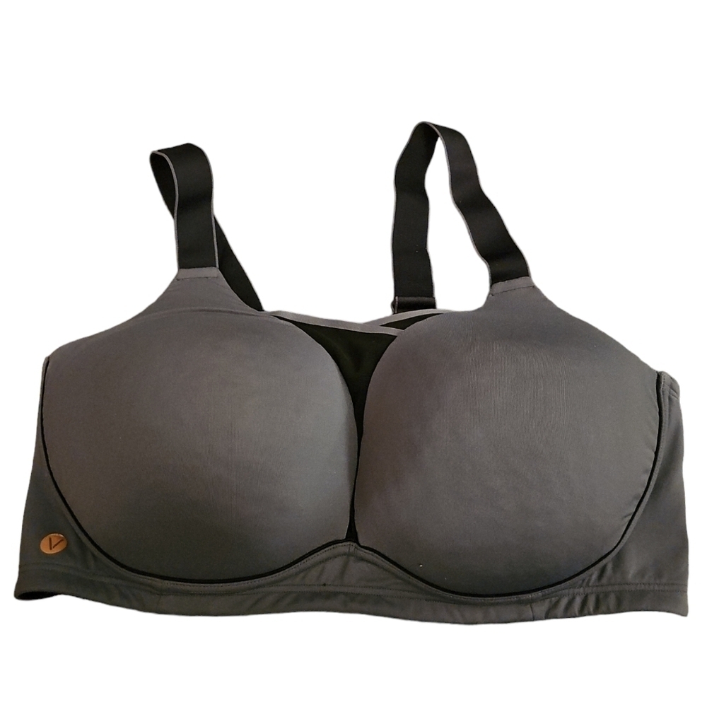 Livi Active Lane Bryant sz 44 DDD gray black wireless sports bra WL232